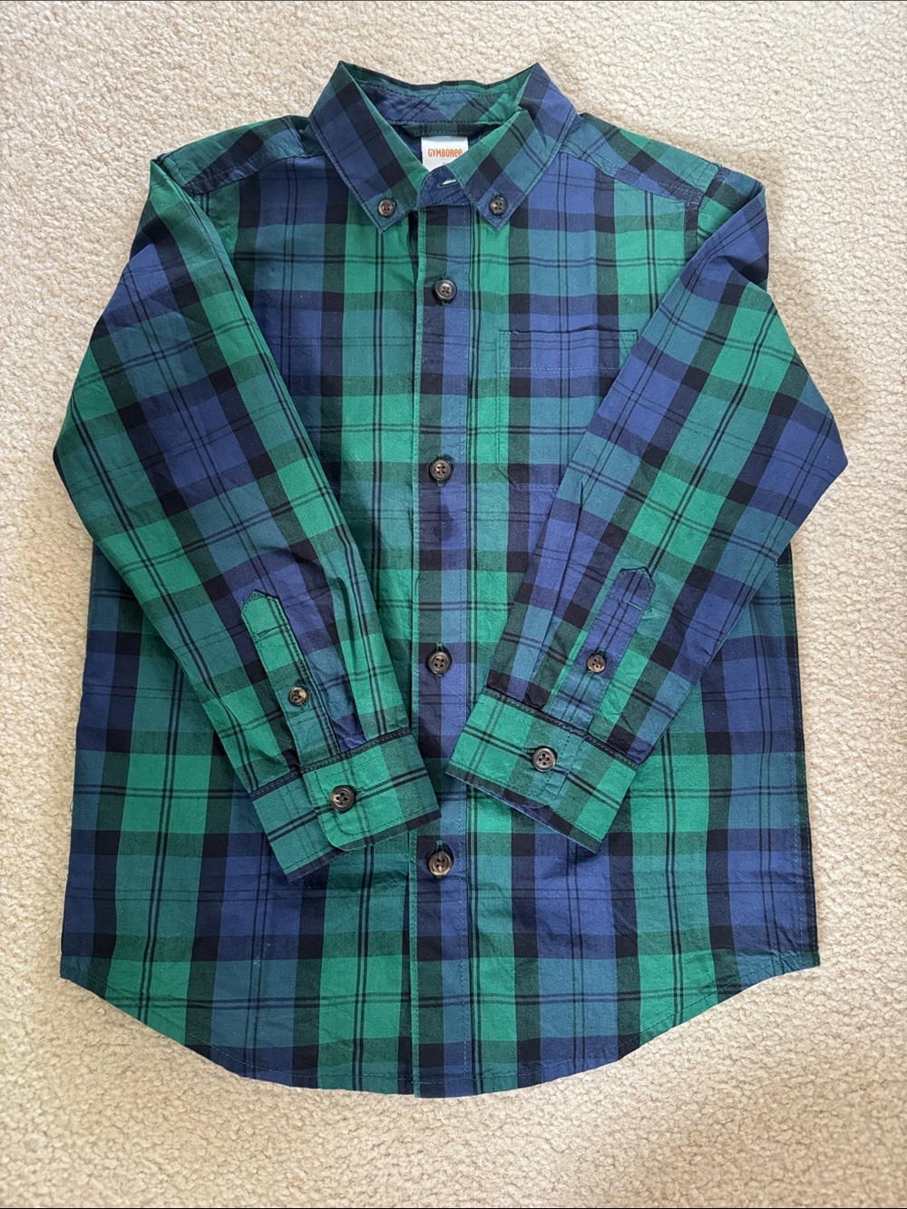 Gymboree Blue and Green Plaid Button-Down Shirt